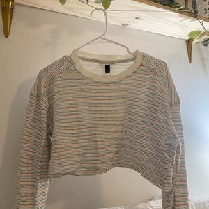 Cropped long sleeve crew neck